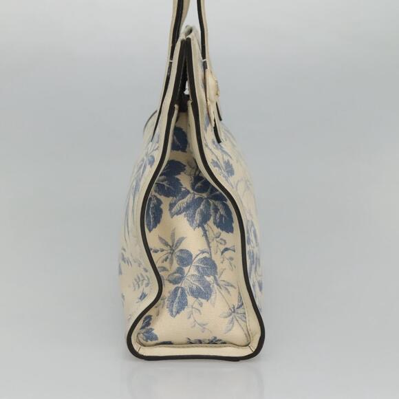 GUCCI Tote Bag Canvas Leather White Blue - Picture 4 of 16